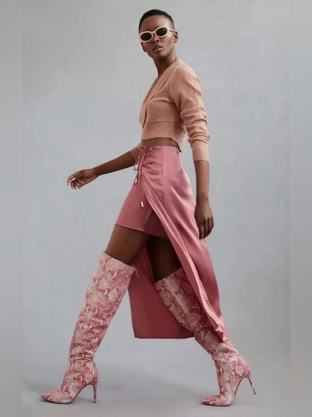 Leather Cecelia New York Manny Pink Snake Over-the-Knee Boots NWT Size 8.5